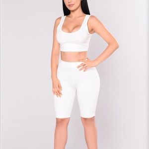 Two Piece White Biker short set